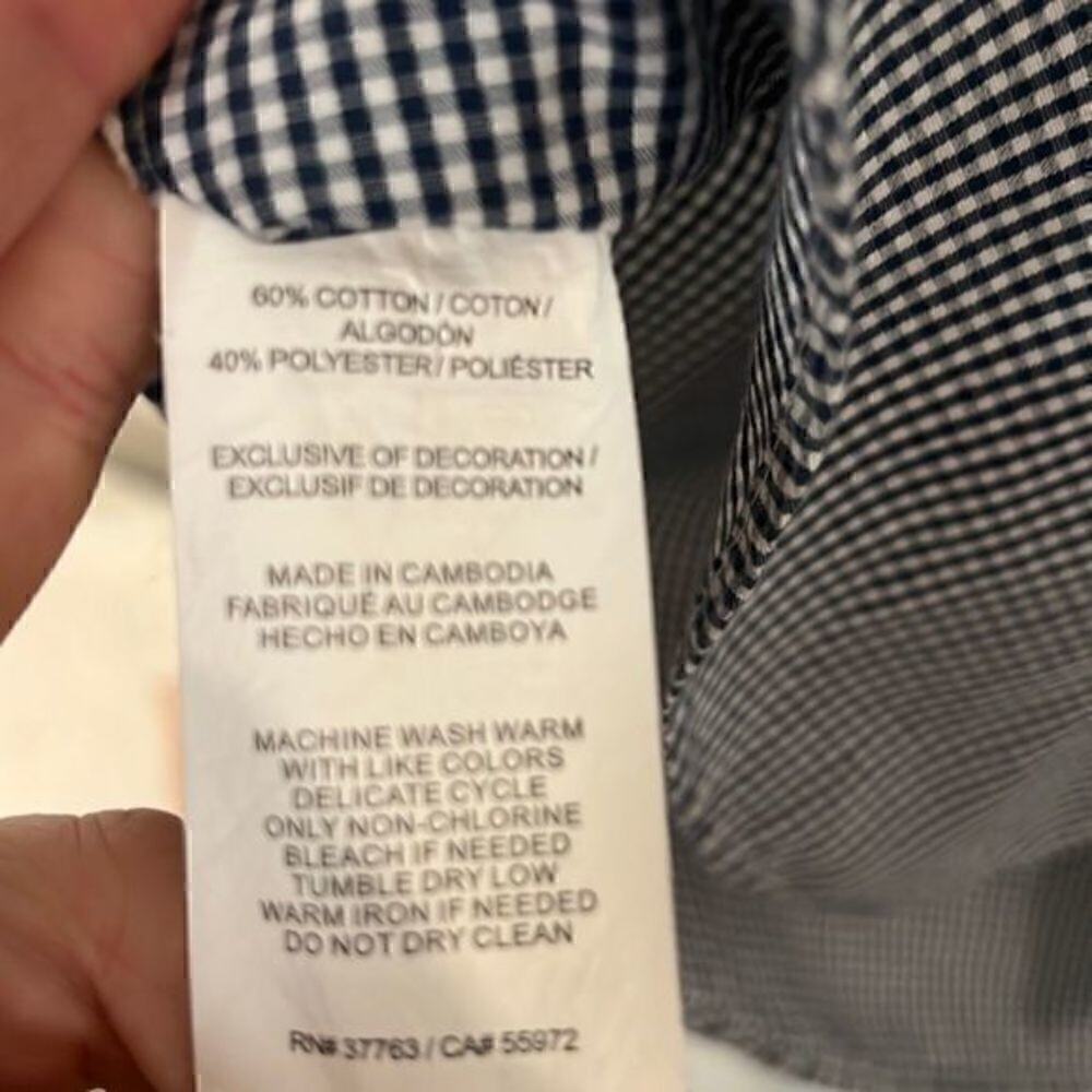 An Original Penguin navy and white checkered button down classic fit size large - Picture 6 of 6